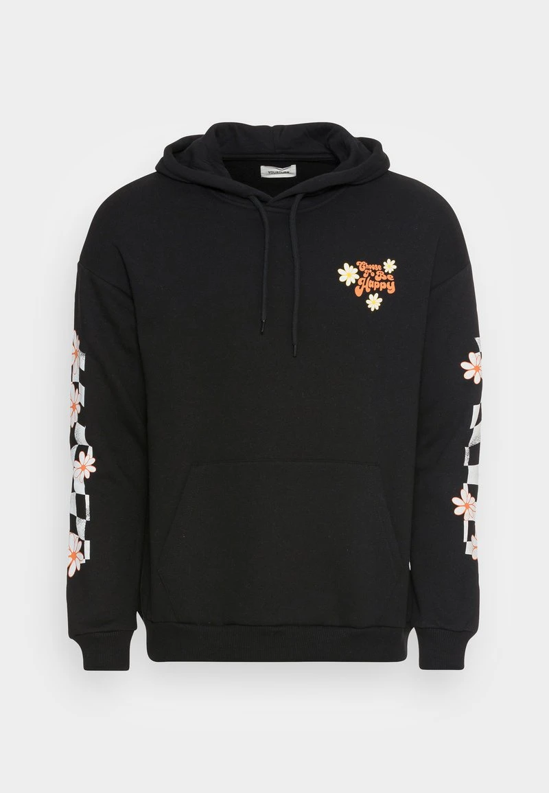 YOURTURN HAPPY HOODIE UNISEX - Felpa Con Cappuccio - Black 6 YOURTURN HAPPY HOODIE UNISEX - Felpa Con Cappuccio - Black - immagine 4