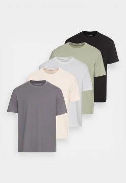 YOURTURN 5 PACK UNISEX - T-shirt Basic - Dark Grey/white/beige -Youturn Abbigliamento Negozio ad4b65fc9a1a4ee292e39d99f7fd81fb