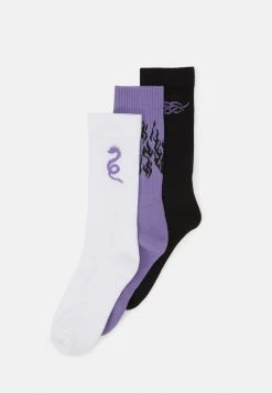 YOURTURN 3 PACK - Calze - Black/purple /off-white, Uomo