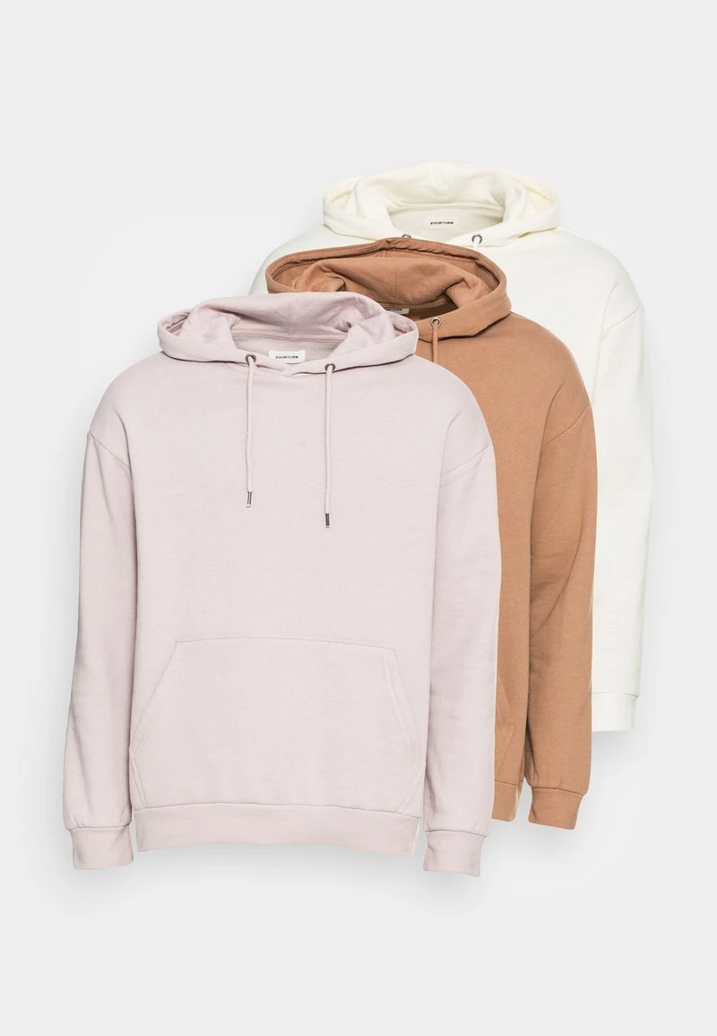 YOURTURN UNISEX 3 PACK - Felpa Con Cappuccio - Brown Lilac Off White 8 YOURTURN UNISEX 3 PACK - Felpa Con Cappuccio - Brown Lilac Off White - immagine 6
